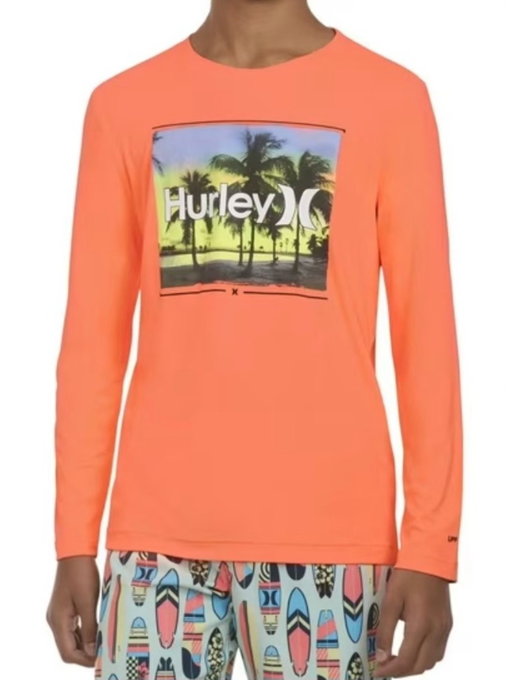 Hurley‎ Boys Long Sleeve UPF 50+ Swim Top in Vibrant Orange Size XL 14-16 NEW
